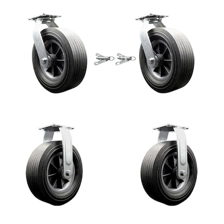 Service Caster BBQ Smoker Grill Flat-Free All Terrain 10'' Caster Wheel Set, 4PK SMOK-SCC-100S1030-SNB-BSL-2-R-2